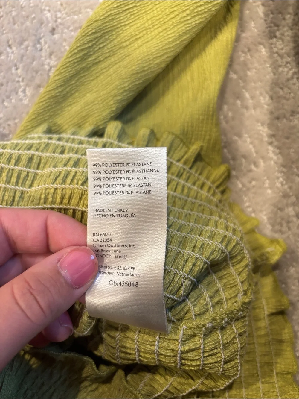 NWOT Anthropologie Lime Green Smocked Puff-Sleeve Top